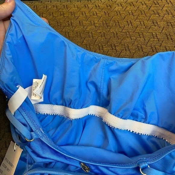 SUNSHINE 79 NWT sky blue belted one piece swimsuit retro 70s style size 4 summer - Picture 11 of 14